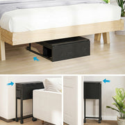 Folding Computer Desk with Wheels and Storage Shelf for Small Spaces Black AOSOM