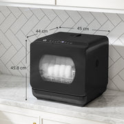 Mini Table Top Dishwasher 6 Programmes With Built In 6L Tank Ideal For Small Kitchens Black