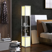 White Floor Lamp with Shelves Duo Light Design for Storage and Display by HOMCOM