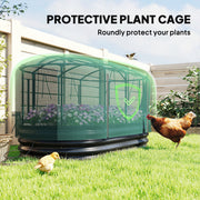 Galvanised Raised Garden Bed With Self Watering System and Mesh Cover 6x3ft Dark Grey Green AOSOM