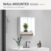 Wall Mounted Bathroom Mirror Cabinet With Adjustable Shelf For Storage, High Gloss White
