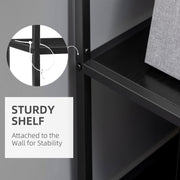 7 Tier Industrial Bookcase With Open Shelves For Living Room Or Office Storage Black AOSOM