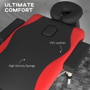 Portable 3 Section Aluminium Massage Table With Headrest and Carry Bag For Salons, Black and Red