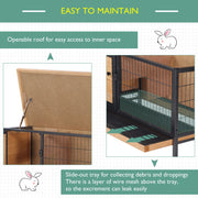 Wooden Guinea Pig Hutch Elevated Outdoor Pet House with Slide Out Tray Natural AOSOM