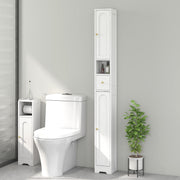 Tall Bathroom Storage Cabinet with Arched Doors for Towels and Toiletries, White