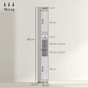 Tall Slim Bathroom Storage Cabinet With Barn Doors And Adjustable Shelves, White