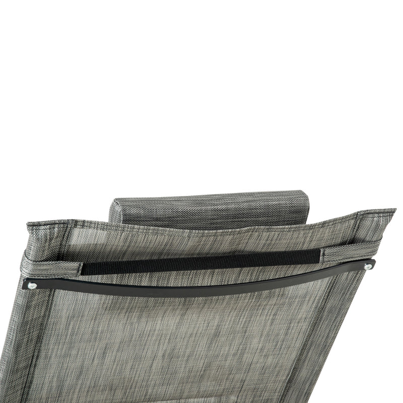 2 Piece Garden Rocking Chair Set With Mesh Lounger and Storage Bag for Patio Dark Grey AOSOM