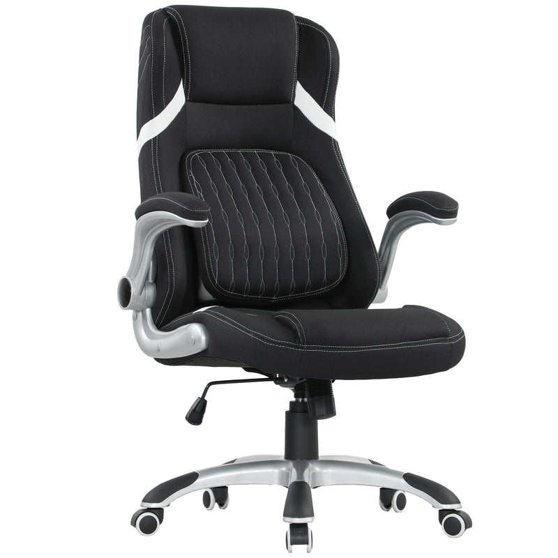 Linen Look Swivel Office Chair With Adjustable Height For Home Or Desk Use Black