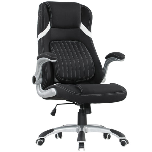 Linen Look Swivel Office Chair With Adjustable Height For Home Or Desk Use Black