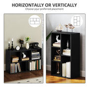 Black 2 Tier Bookshelf with 5 Storage Compartments by HOMCOM