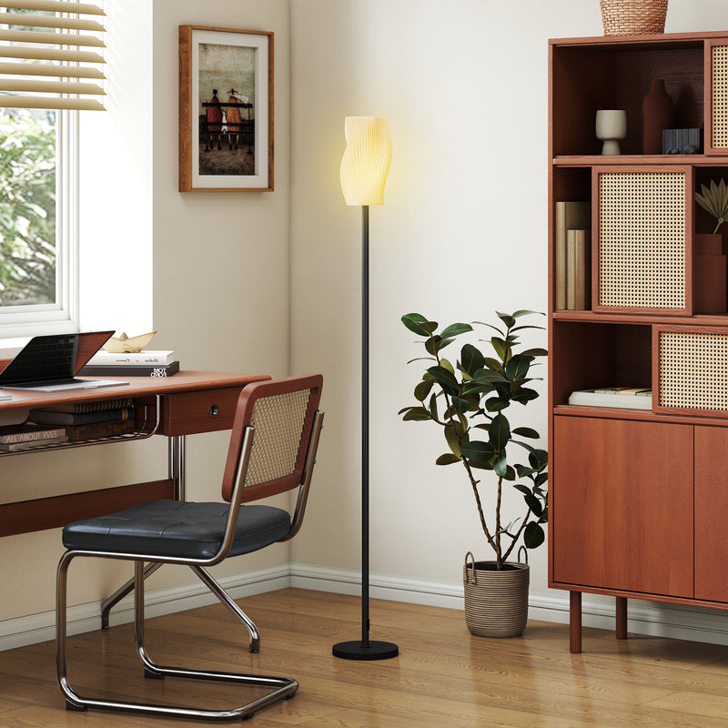 Modern 3D Printed Floor Lamp with Foot Switch for Living Room or Bedroom, White