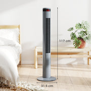 Tower Fan with Remote Control and Oscillation for Cooling Small Spaces Grey AOSOM