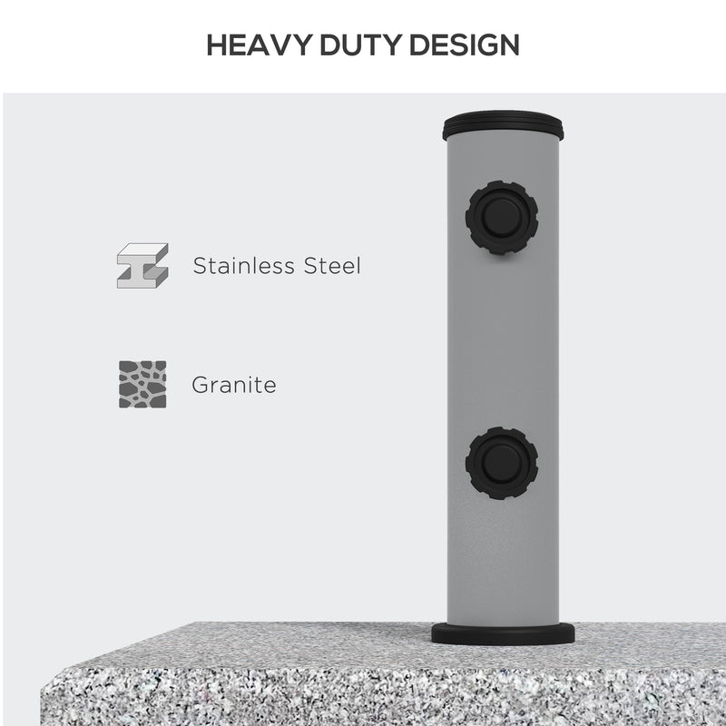 Grey 28kg Granite Parasol Base With Wheels And Handle For Heavy Duty Garden Use