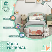 Toddler Bed Frame with Storage Shelf and 6 Fabric Bins for Kids Aged 3 to 6 Years Green AOSOM