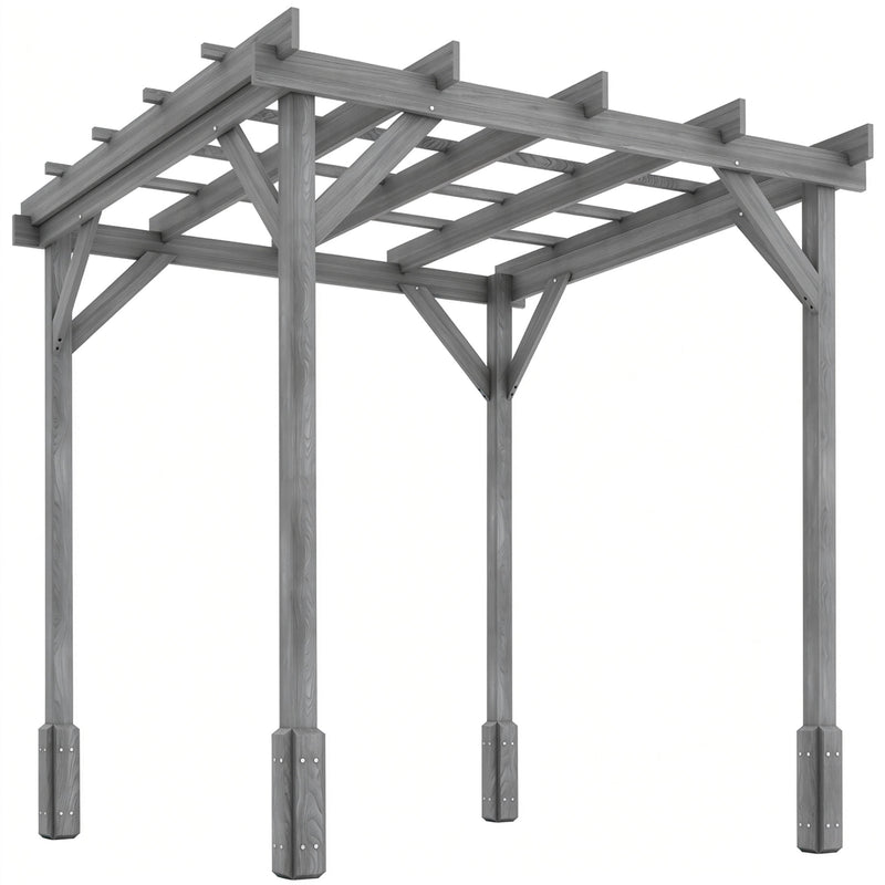 2x2m Grey Wooden Garden Pergola Kit for Shaded Outdoor Seating and Climbing Plants Grey Outsunny