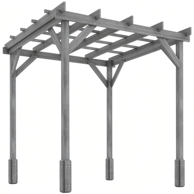 2x2m Grey Wooden Garden Pergola Kit for Shaded Outdoor Seating and Climbing Plants Grey Outsunny