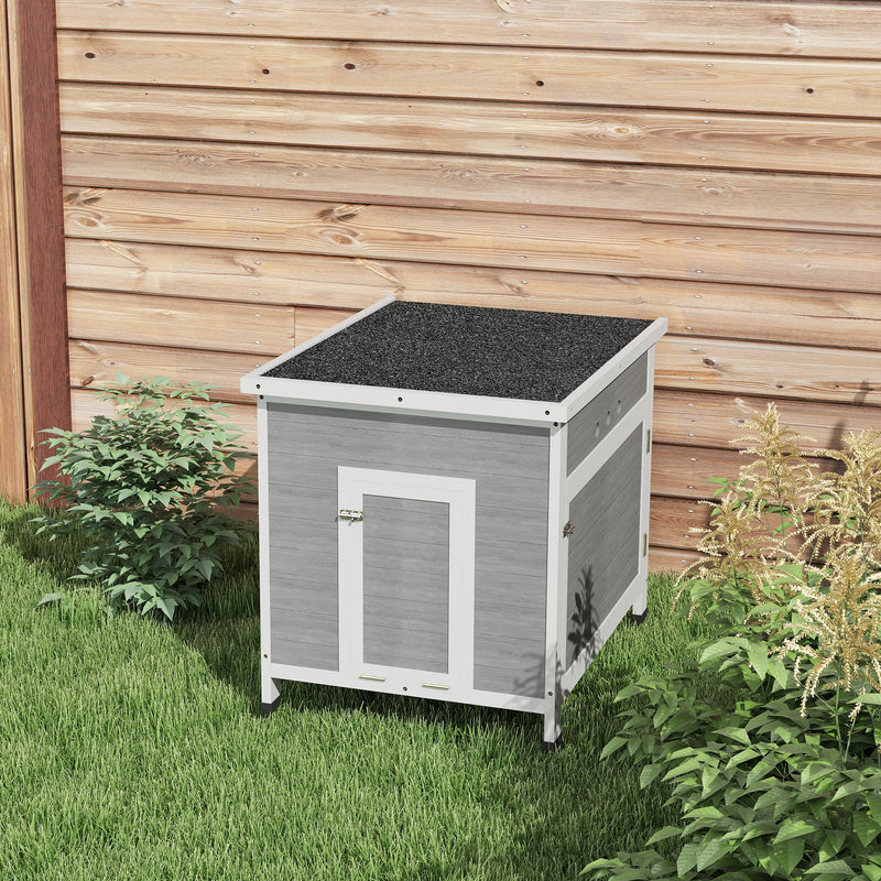 Wooden Duck House with Ramp Ventilated Roof and Removable Base for Outdoors Light Grey