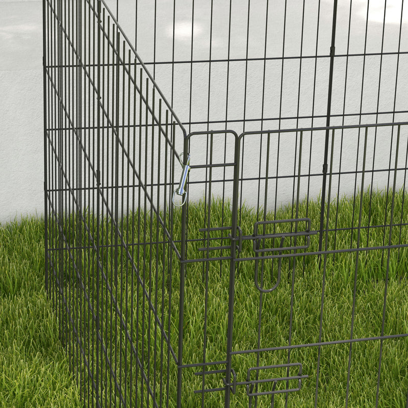 8 Panel Dog Playpen with Door for Indoor Outdoor Use 91cm High Ideal for Small Pets Black