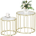 Gold Tone Elliptical Cut Out Nesting Tables Modern Space Saving Design by HOMCOM