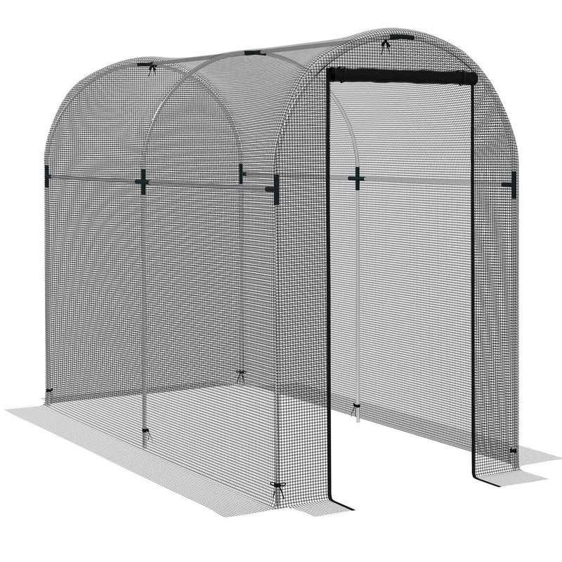 Galvanised Steel Garden Fruit Cage With Zipped Door For Plant Protection Black