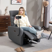 Grey Electric Recliner Armchair with USB Type C Port and Phone Holder by HOMCOM