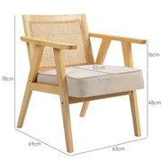 Wooden Rattan Accent Chair with Woven Panel Ideal for Living Room or Lounge, Natural Finish