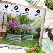 Set of 2 Green Metal Raised Garden Beds With Safety Edging Ideal for Growing Vegetables