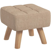 Brown Linen Look Square Padded Footstool Ottoman for Living Room by HOMCOM
