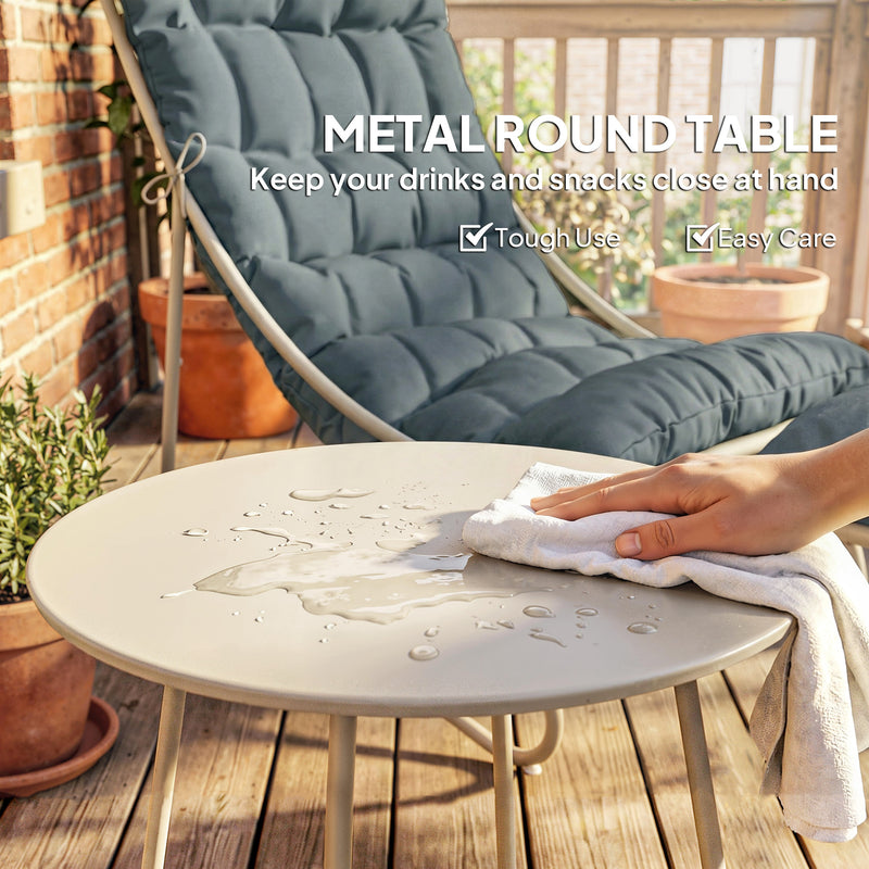 Garden Chair Set with Footstool and Side Table for Relaxing Outdoors Beige