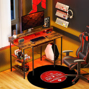 Reversible Computer Desk with LED Lights and Power Outlets 120cm Gaming Desk Rustic Brown by HOMCOM