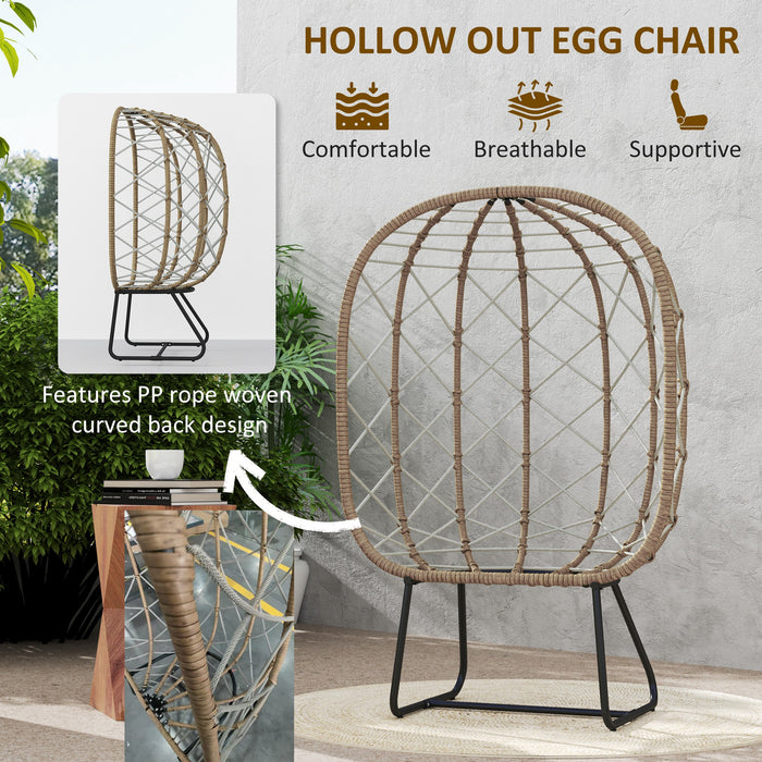 Brown Rattan Egg Chair with Cushion and Headrest for Garden or Balcony by Outsunny