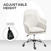 White Velvet Feel Swivel Office Chair with Adjustable Height and Wheels for Home Desk