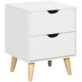 White Bedside Table with 2 Drawers and Pine Wood Legs for Bedroom or Living Room by HOMCOM