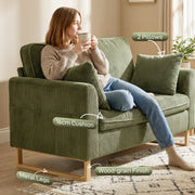 Armchair with Supportive Cushion and Soft Corduroy Upholstery for Relaxing Evenings Dark Green AOSOM