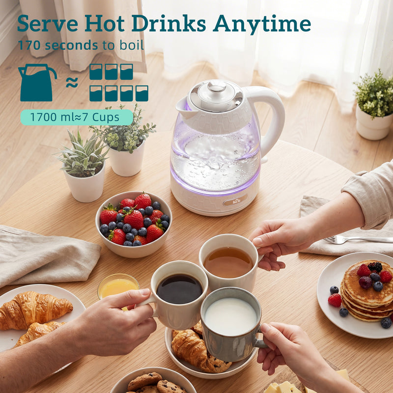 4 Slice Toaster and 17L Rapid Boil Kettle Set With Adjustable Controls Cream AOSOM