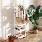 White Multi Storage Clothes Rail With Shelves And Hanging Space