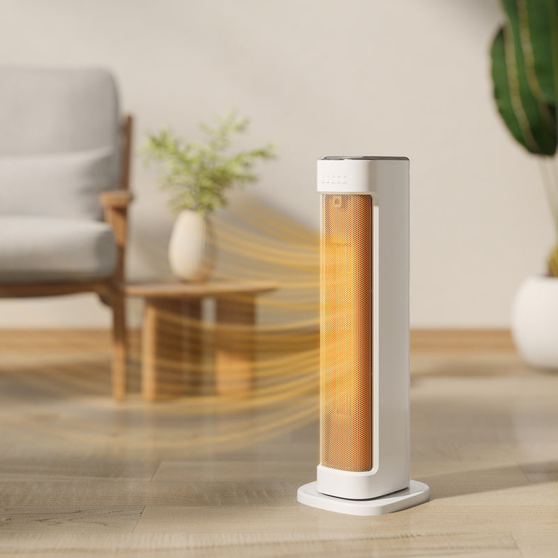 2000W Ceramic Electric Heater with Remote Timer and 3 Heat Settings for Home Use White