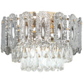 3 Light Vintage Ceiling Chandelier Flush Mount With Crystal Glass Shades For Living Room Gold