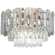 3 Light Vintage Ceiling Chandelier Flush Mount With Crystal Glass Shades For Living Room Gold