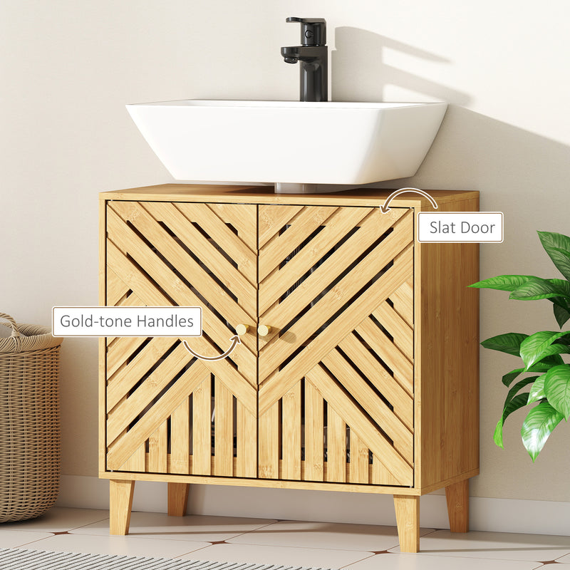 Under Sink Bathroom Cabinet with Adjustable Shelf for Pedestal Free Basins