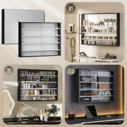 Wall Display Cabinet with Adjustable Shelves and Sliding Glass Doors for Ornaments Black AOSOM
