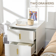 Set of 2 Two Drawer Bedside Chests with Ample Storage for Bedroom White and Gold