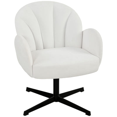 Accent Swivel Chair with Curved Back and Padded Seat for Bedroom or Lounge Cream White Homcom