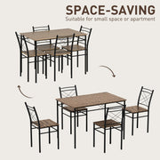 Modern 5 Piece Dining Table Set for 4 Space Saving Oak Kitchen Table with Steel Frame by HOMCOM