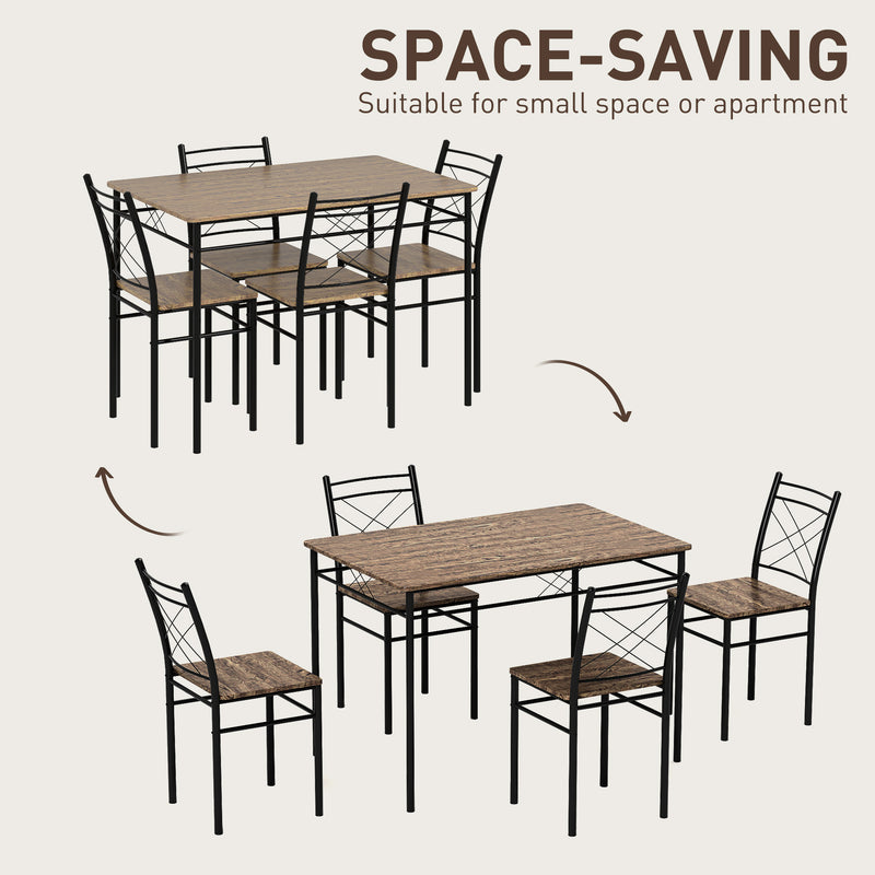 Modern 5 Piece Dining Table Set for 4 Space Saving Oak Kitchen Table with Steel Frame by HOMCOM