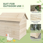 Wooden Duck House Poultry Coop for 2-4 Ducks with Openable Roof and Raised Feet by PawHut
