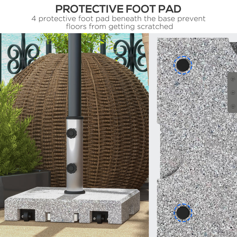 Grey 28kg Granite Parasol Base With Wheels And Handle For Heavy Duty Garden Use