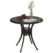 78 cm Round Garden Dining Table Cast Aluminium with Parasol Hole Bronze Tone by Outsunny