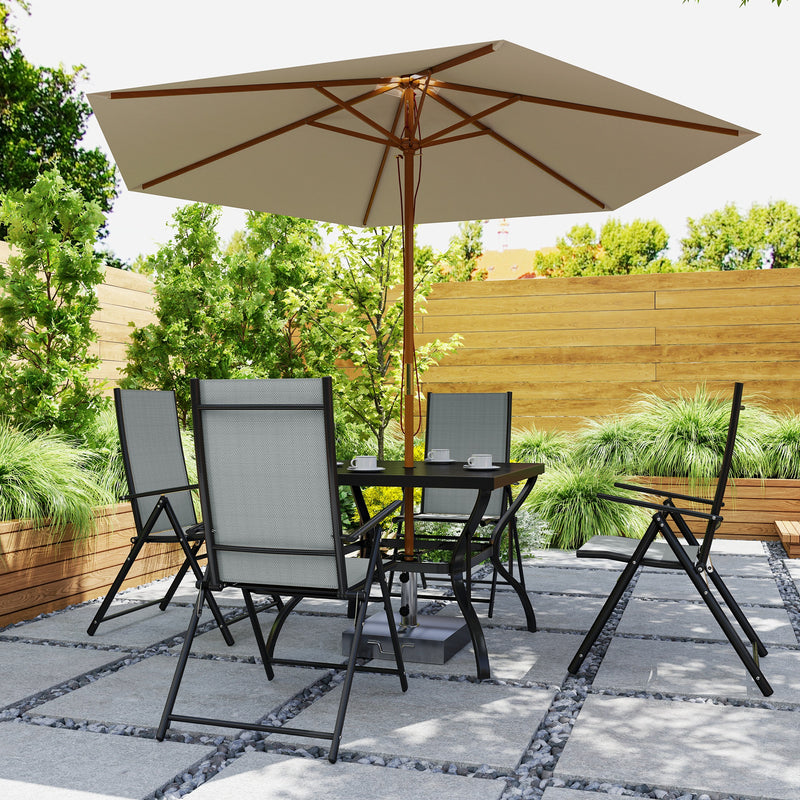 Five Piece Steel Frame Patio Set with Table and Chairs Grey and Black by Outsunny