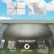 White 10 Sided Decagonal Garden Gazebo Marquee Party Tent with Heavy Duty Frame by Outsunny